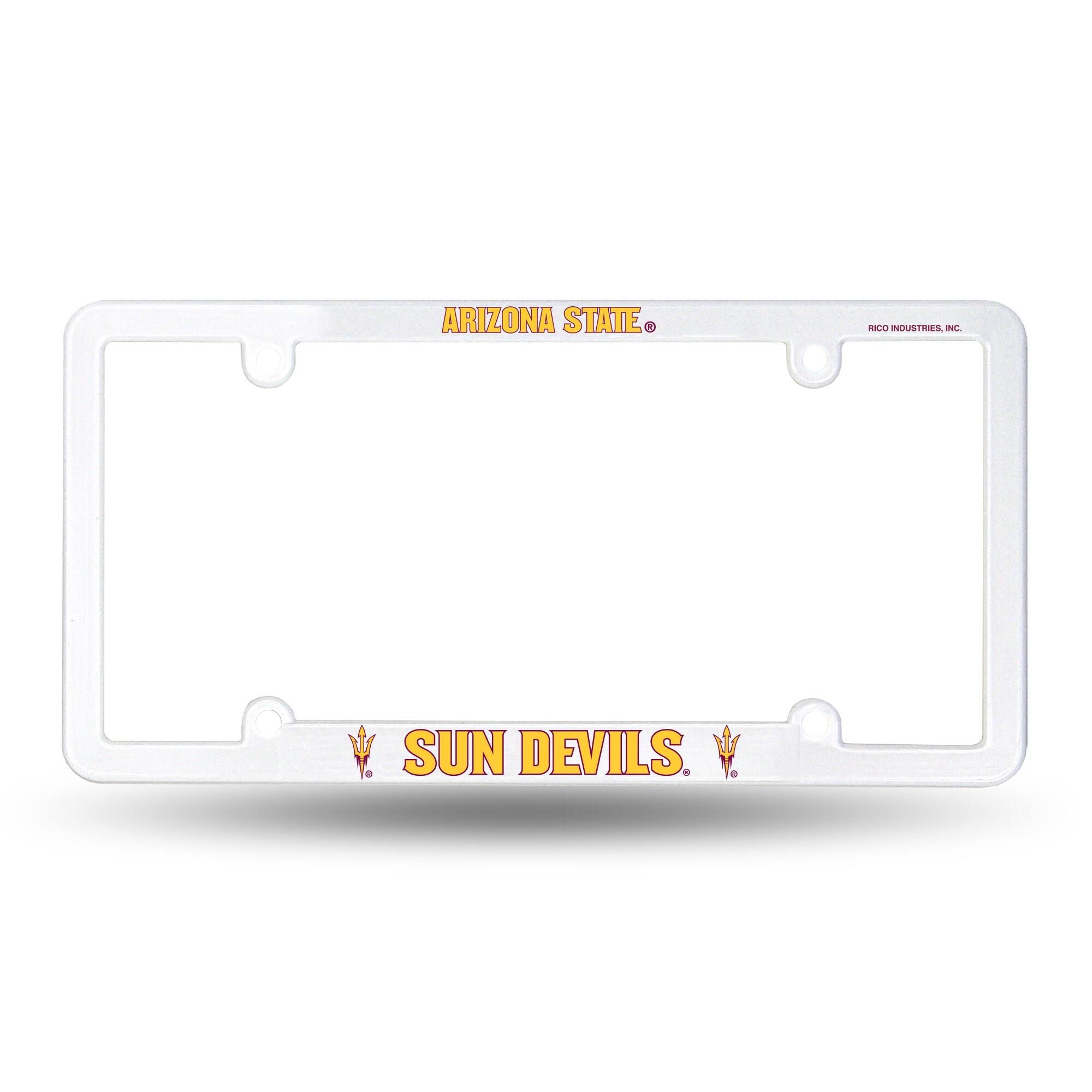 Rico Industries - Arizona-St. Sun Devil's Raised Letter White Plastic License Plate Frame - Multi