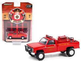 Greenlight - 1986 Chevrolet C20 Custom Deluxe Pickup w/ Fire Equipment "Lawrenceburg Fire Dept IN" Fire & Rescue 1/64 - Red
