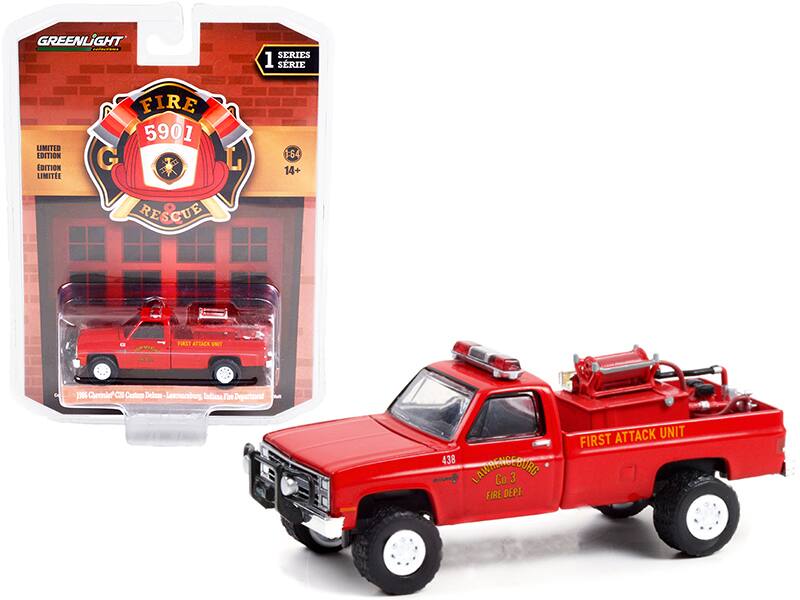 GREENLIGHT SERIES 1 SÉRIE LIMITED EDITION EDITION LIMITEE FIRE 5901 G L 164 14+ RESCUE FIRST ATTACK INT 2906 Chevrolet C10 Custom DeLuxe - Lawrenceburg, Indiana Fire Department 438 BURG LAWRENCEBURG Co.3 FIRE DEPT. ATTACK UNIT FIRST