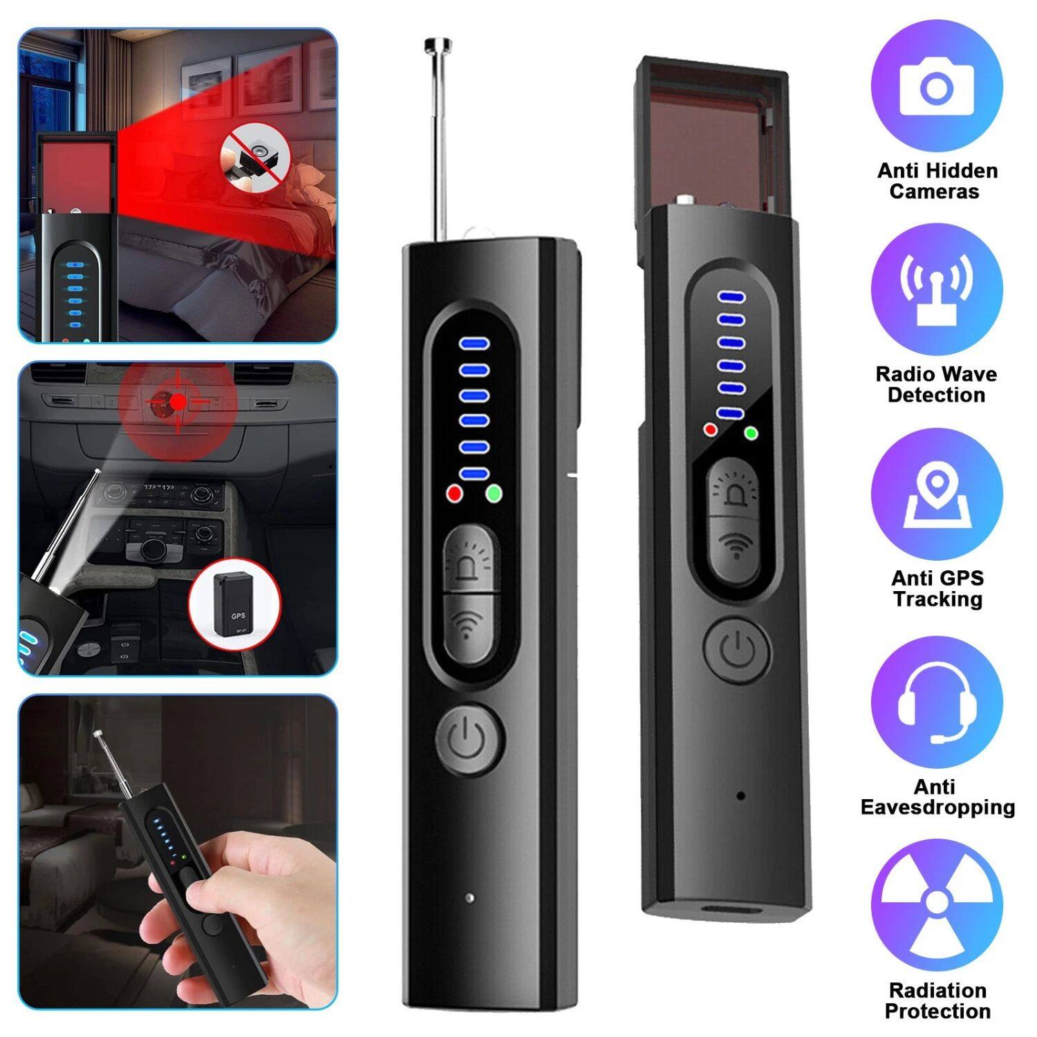 Anti Hidden Cameras  
Radio Wave Detection  
Anti GPS Tracking  
Anti Eavesdropping  
Radiation Protection