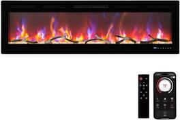 GARVEE - 90-Inch Built-in Electric Fireplace Wall-Mounted Adjustable Thermostat Quiet for Bedroom Living Room