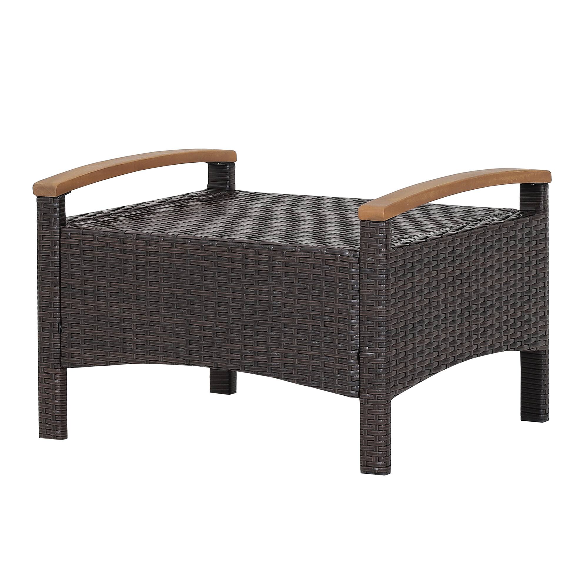 Alt View 8. Costway - Costway Set of 2 Patio Rattan Ottoman Footrest Cushions Wooden Handle - Mix Brown/Navy.