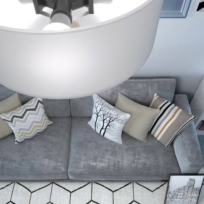 Back. Hivvago - Modern 3-Light Ceiling Mount Glass Pendant Drum Lamp Chandelier White Bronze - White Bronze.