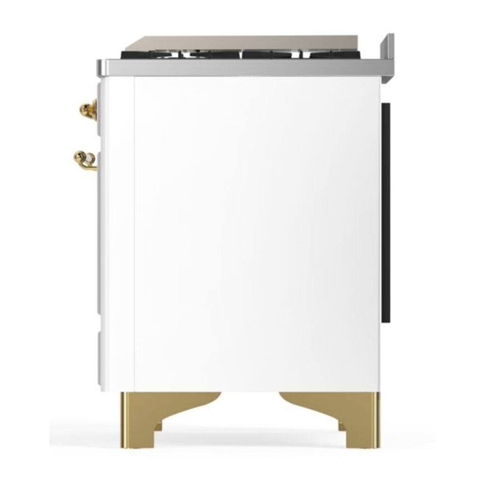 Alt View 6. ILVE - ILVE Majestic II 48 inch Dual Fuel Range with 8 Burners + Griddle (Natural Gas, White, Copper Trim) - White.