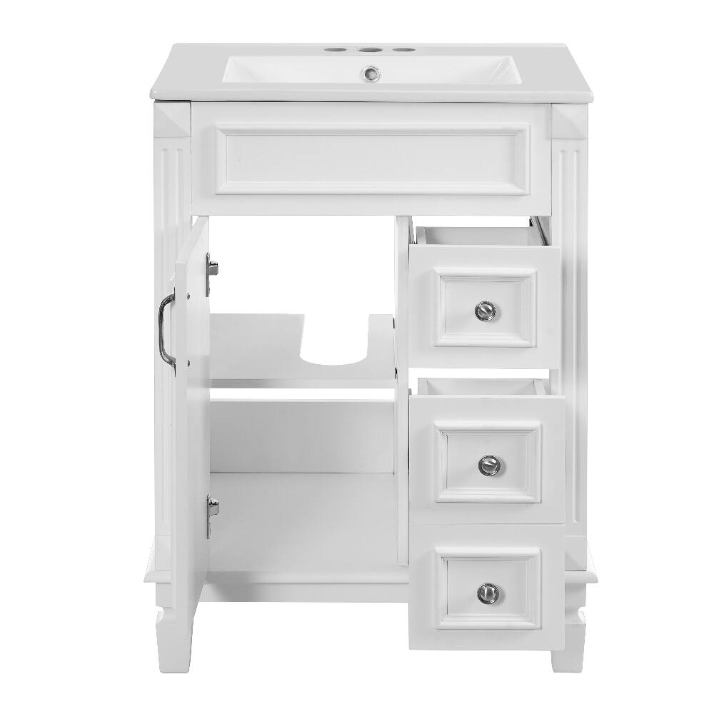 Alt View 7. Loheer - Loheer 24 inch bathroom vanity with sink White Small Bathroom Sink Cabinet Solid Wood Frame - White.