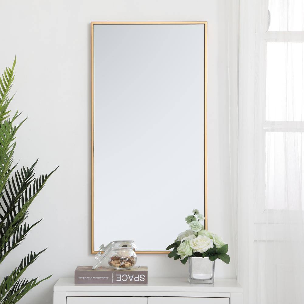 Alt View 6. Elegant Decor - Metal frame rectangle mirror 18 inch in Brass - Brass.