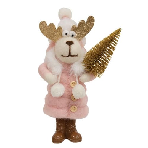 BreeBe – Moose Puffer Coat Felted Ornament – Pink BreeBe – Moose Puffer Coat Felted Ornament – Pink
