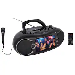 Naxa - Refurbished Excellent - 7” Bluetooth TV DVD Boombox with Mic - Black
