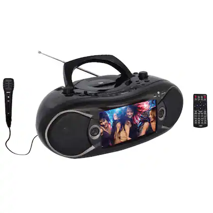 Front. Naxa - 7” Bluetooth TV DVD Boombox with Mic - Black.