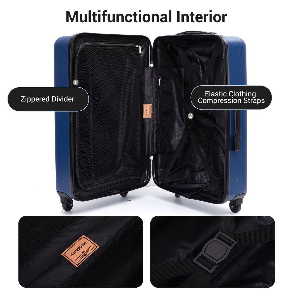 Multifunctional Interior

1. Zippered Divider
2. Elastic Clothing Compression Straps

Amalodie