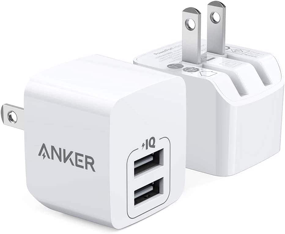 USB Charger, Anker 2-Pack Dual Port 12W Wall Charger Adapter - White