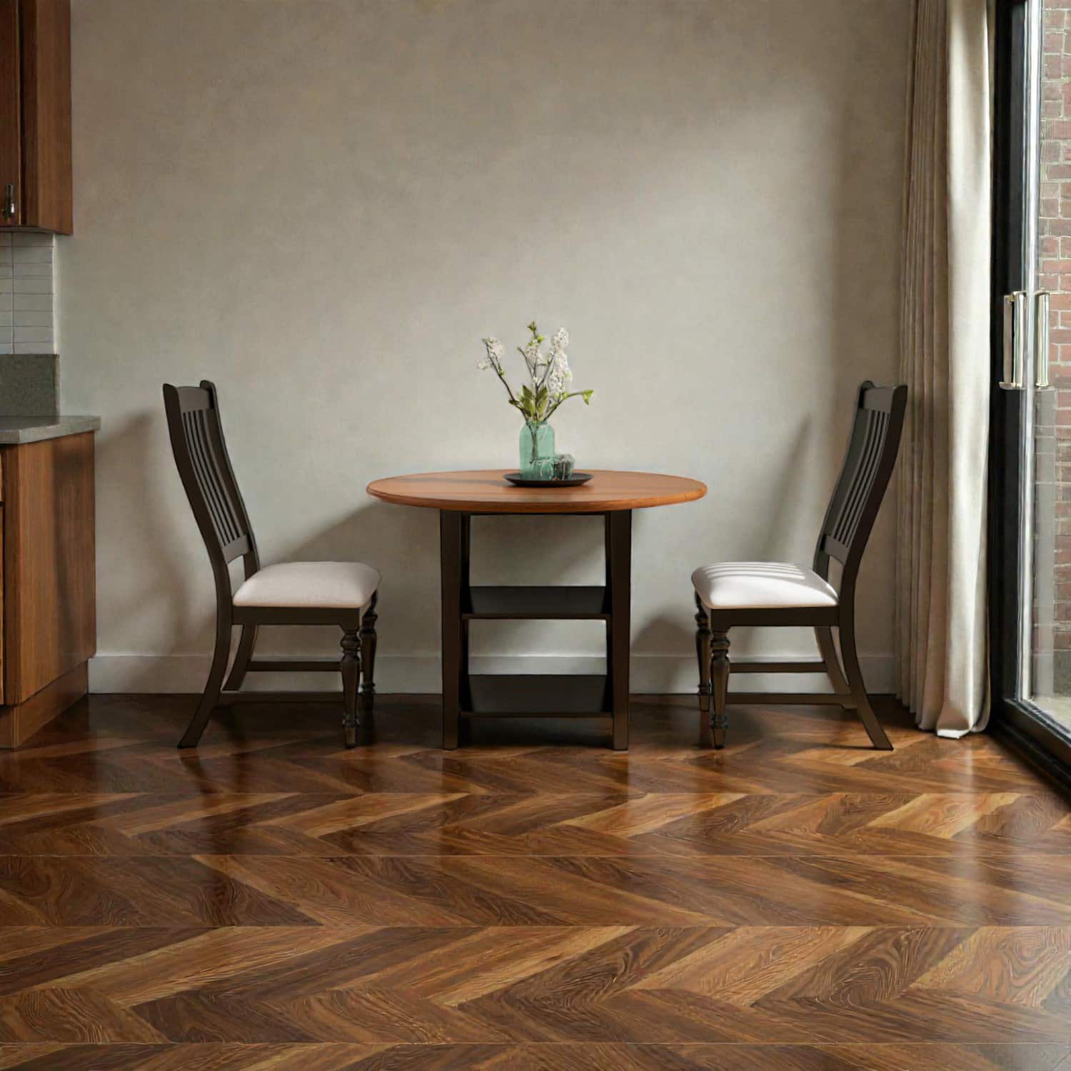 Hivvago - Solid Wood–Legged Side Chairs for Dining and Kitchen - Set of 2 - Black