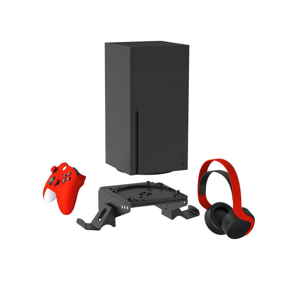 Alt View 5. Dobe - TYX-3602 Xbox Series X Wall Mount Kit, Rotated Wall Bracket for Xbox Series X with Controller and Headset Holder - BLACK.