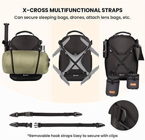 X-CROSS MULTIFUNCTIONAL STRAPS

Can secure sleeping bags, drones, attach lens bags, etc.

*Removable hook straps
Easy to secure with clips