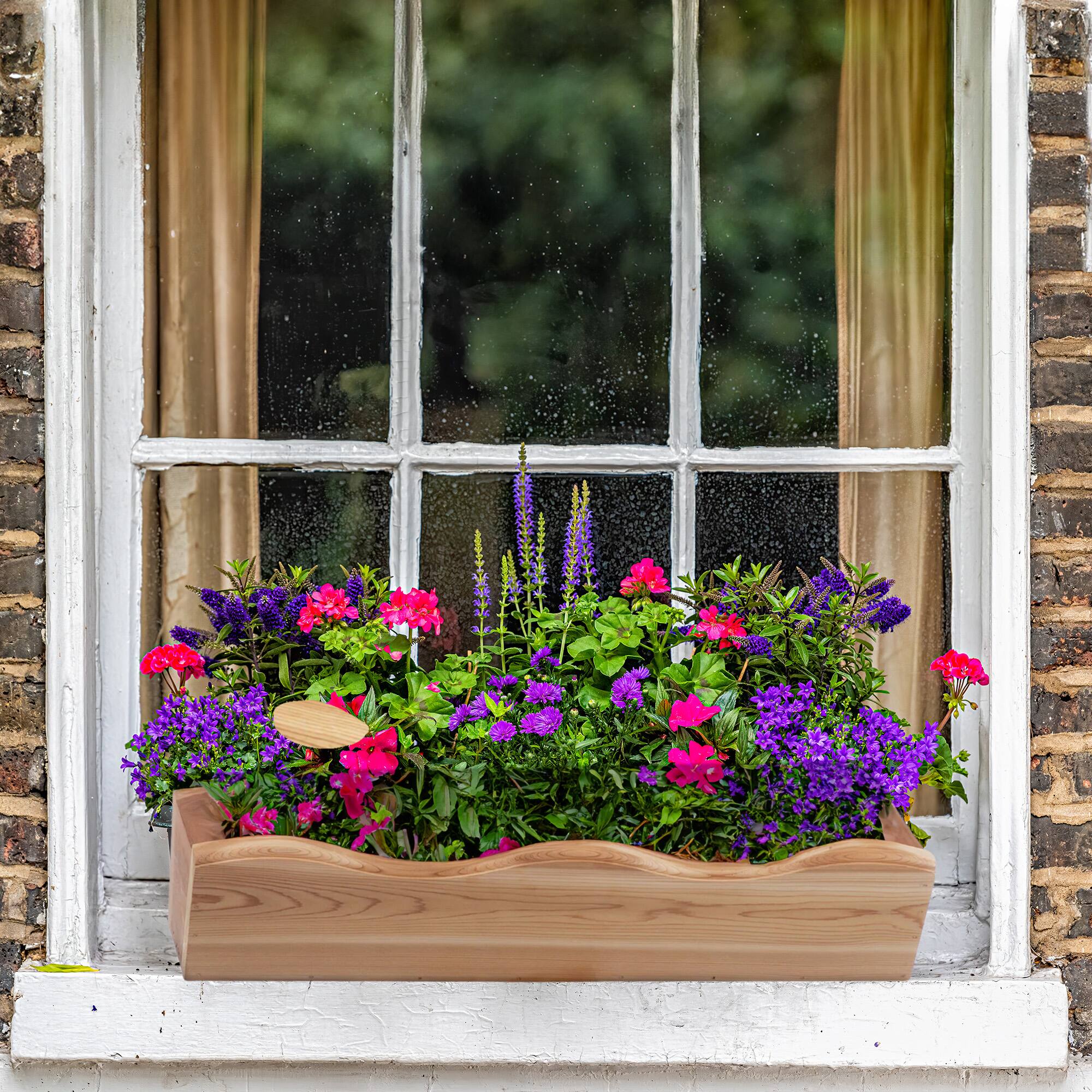 Alt View 5. All Things Cedar - All Things Cedar 22” Outdoor Window Planter, Wooden Wall Box for Plants, Natural - Natural.