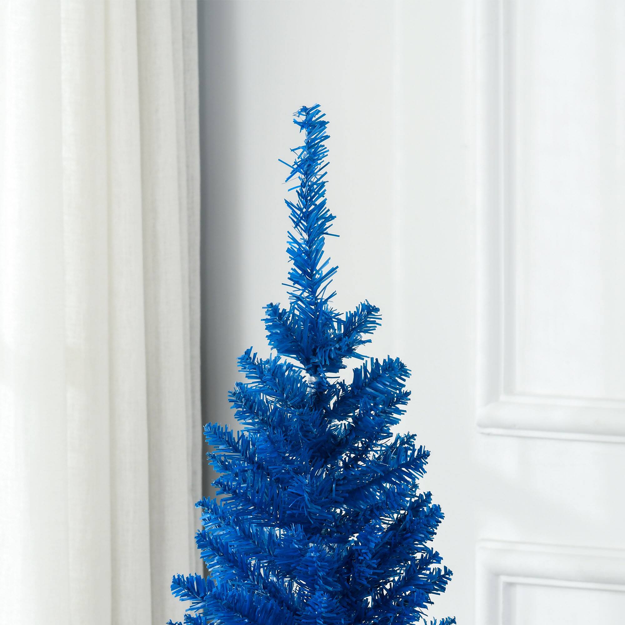 Alt View 7. Homcom - Artificial Pencil Christmas Tree, Slim Xmas Tree with 294 Realistic Branch Tips and Plastic Stand - blue.