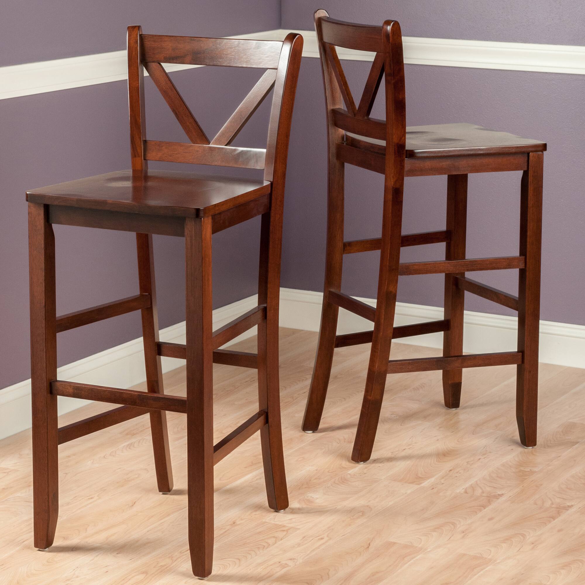 Alt View 6. Winsome Wood - Victor 2-Pc V-back Bar Stool Set - Walnut.