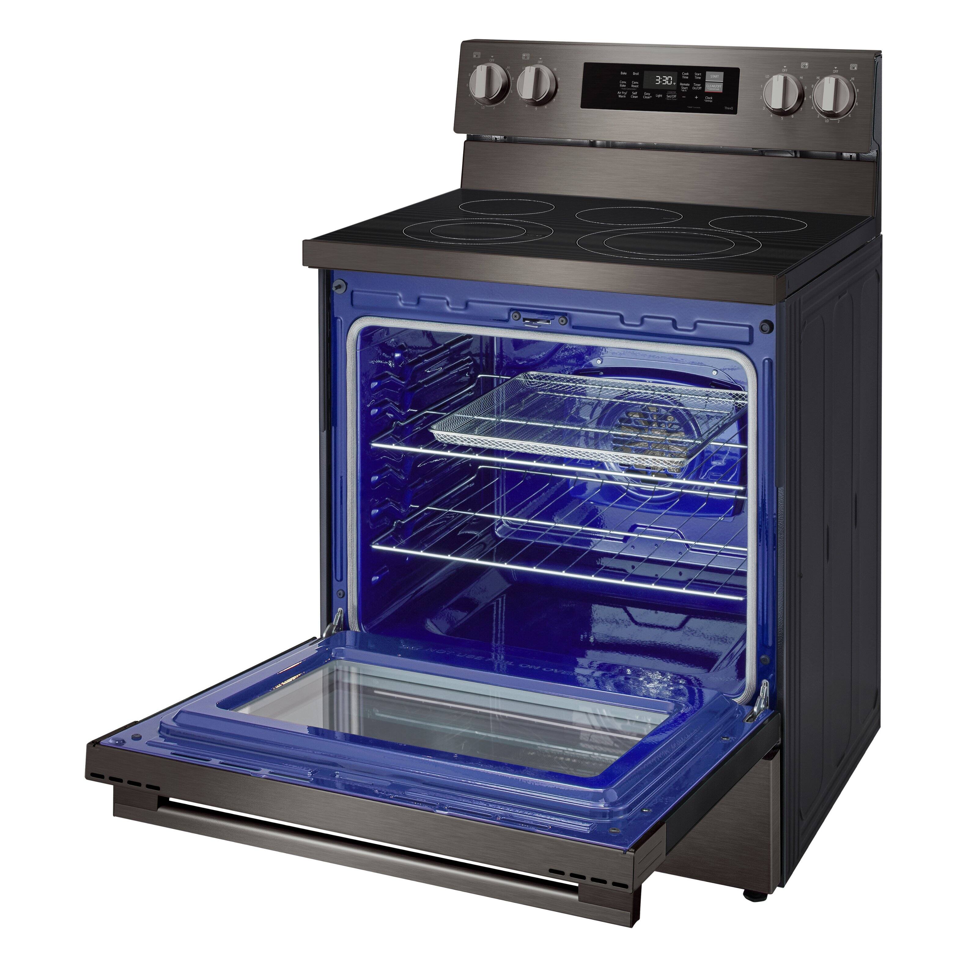 Alt View 14. LG - 6.3 Cu. Ft. Freestanding Electric True Convection Smart Range with Air Fry and Premium Handle - PrintProof Black Stainless Steel.