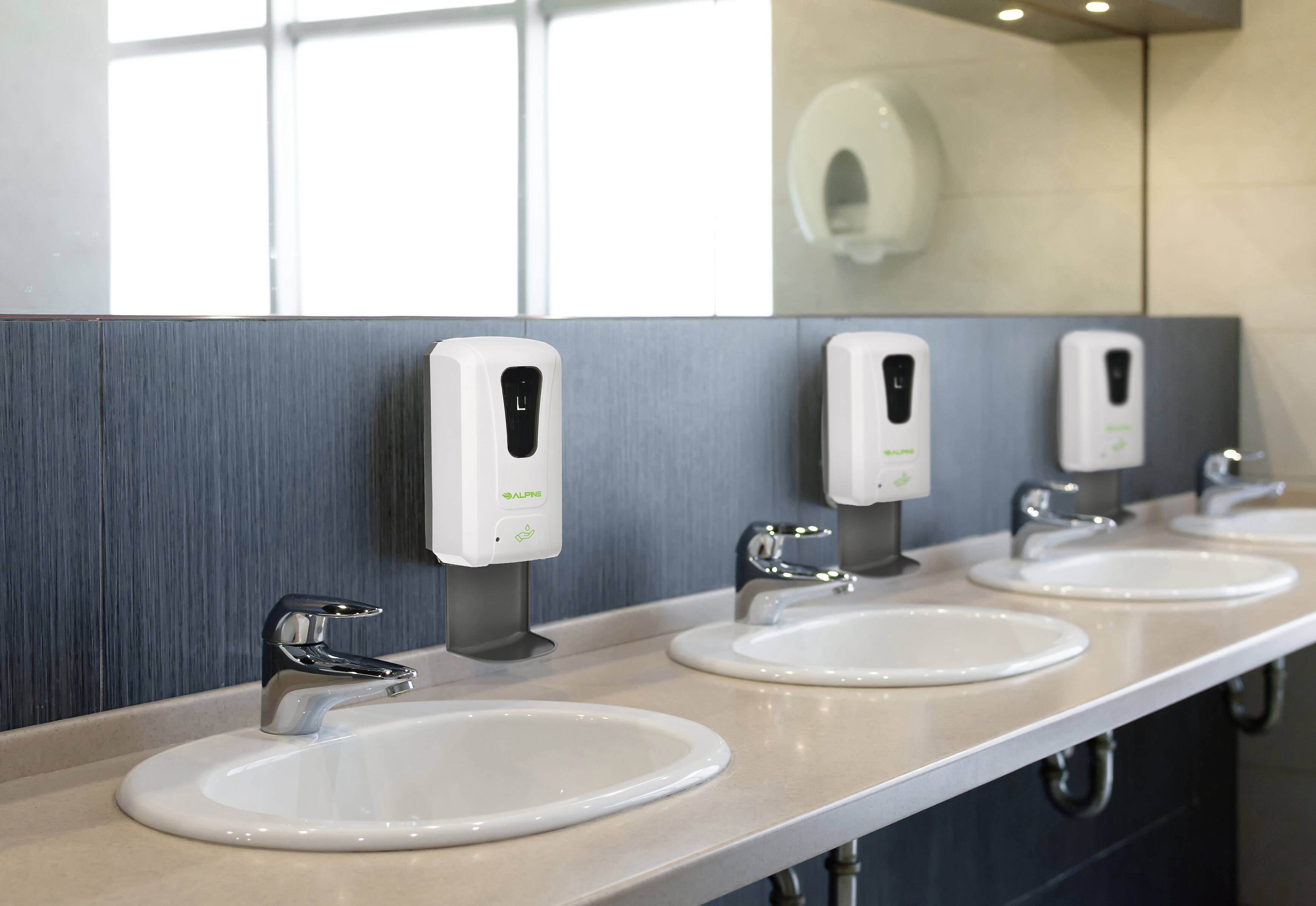 Alt View 8. Alpine Industries - 40 oz. Wall Mount Automatic Gel Hand Sanitizer Soap Dispenser with Drip Tray - White.