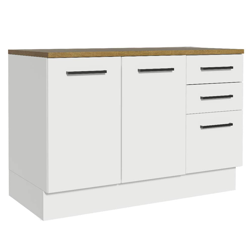 Madesa - Hazel Kitchen Storage Buffet Base Cabinet 47"L with Drawers - White