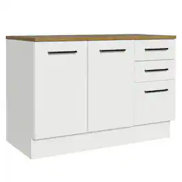 Madesa - Hazel Kitchen Storage Buffet Base Cabinet 47"L with Drawers - White