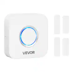 Front. VEVOR - Door Chime, DC 12V, Wireless Door Open Contact Sensor Alarm Chime with 656 ft Range, 58 Chimes & 5 Adjustable Volume - White.