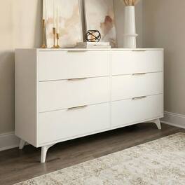 Plank+Beam - Haven 6 Drawer Dresser with Brass Handle - White