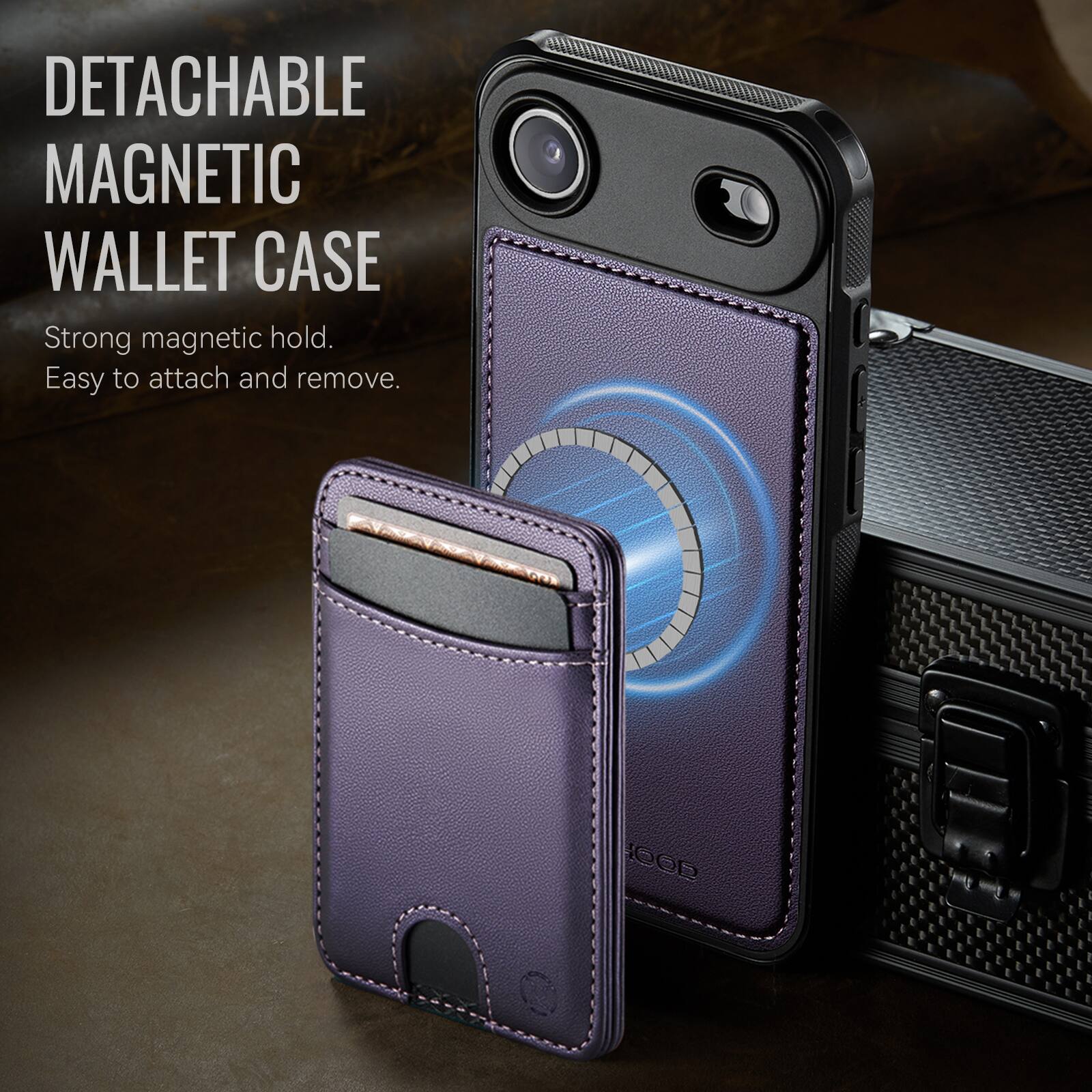 DETACHABLE MAGNETIC WALLET CASE

Strong magnetic hold. Easy to attach and remove.