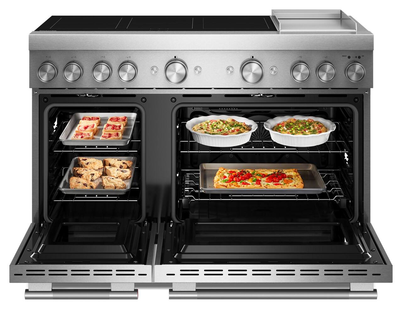 Alt View 12. KitchenAid - 48 in. Wide 6-Element 6.3 cu. ft. Freestanding Double Oven Electric Induction Commercial-Style Range with Griddle - Stainless Steel.
