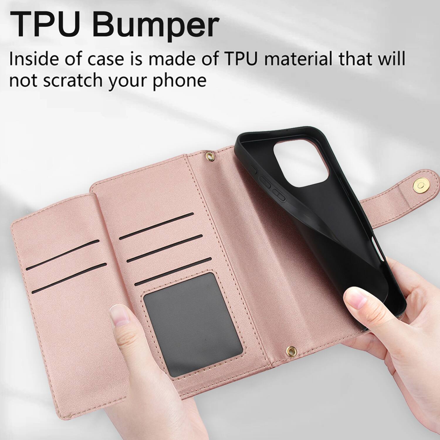 TPU Bumper

Inside of case is made of TPU material that will not scratch your phone