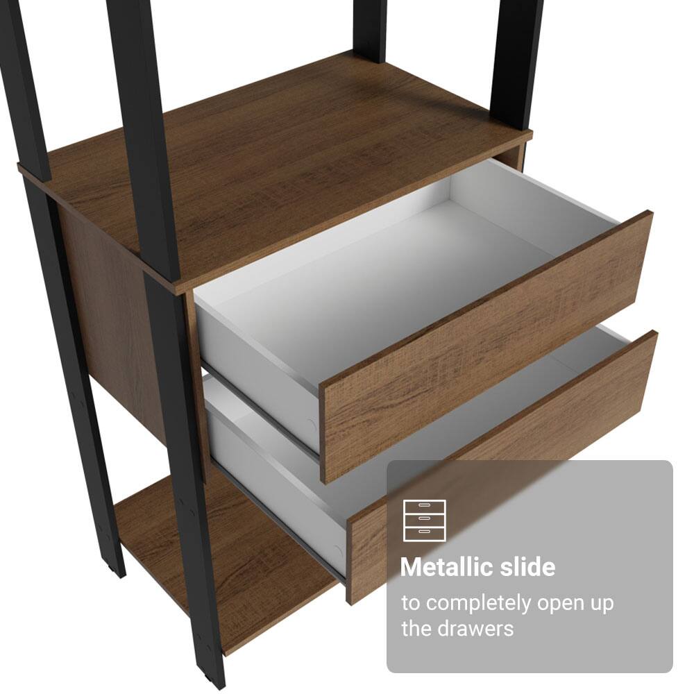 Metallic slide to completely open up the drawers