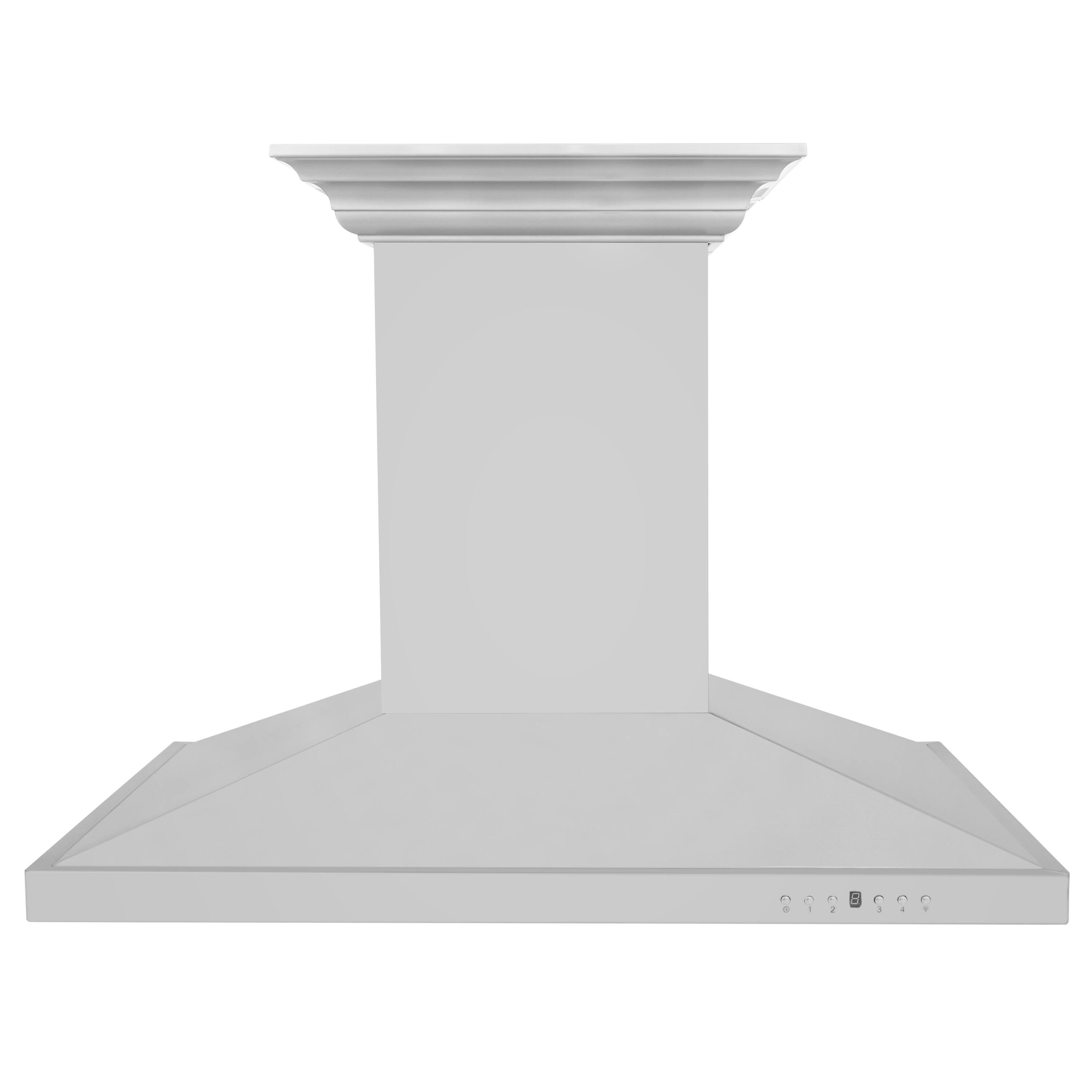 Angle. ZLINE - 36 in. ZLINE CrownSound™Ducted Vent Island Mount Range Hood in Stainless Steel with Built-in Bluetooth Speakers - Stainless Steel.