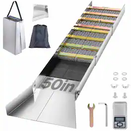 VEVOR - Folding Aluminum Alloy Sluice Box, Compact 50" Sluice Boxes for Gold, Lightweight Gold Sluice Equipment, Portable Sluice - Silver