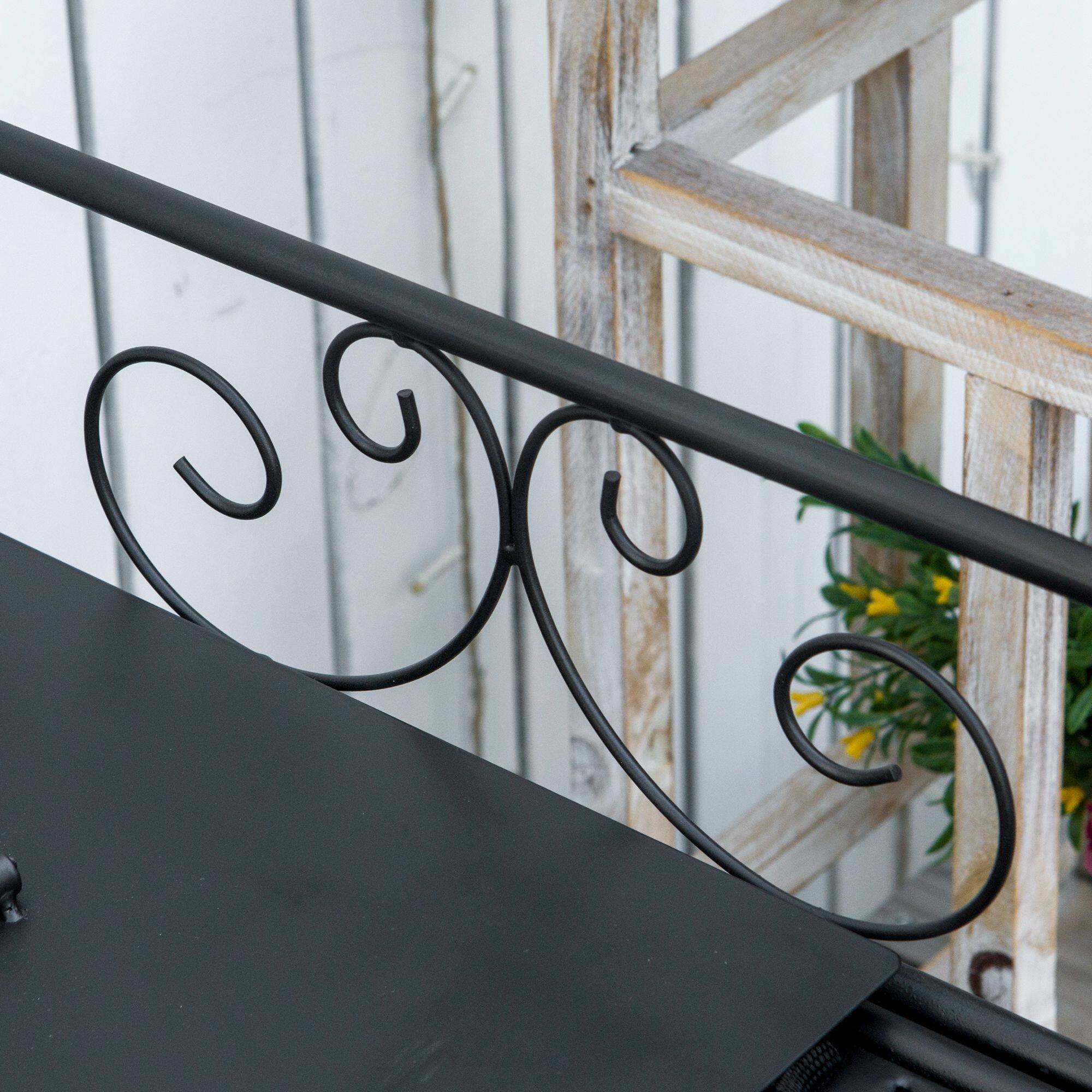 Alt View 7. Outsunny - Folding Potting Bench Table, Metal Garden Workstation, Work Bench with Large Build-In Bag with Cover - Black.