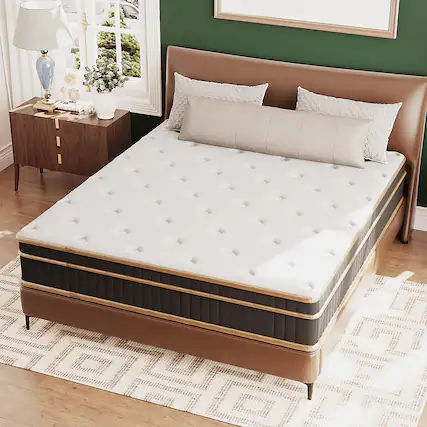 Front. Winado - 12"H Full Size Hybrid Memory Foam Mattress,Individually Wrapped Coils Pocket Spring,Strong Edge Support,Medium Firm - Black.