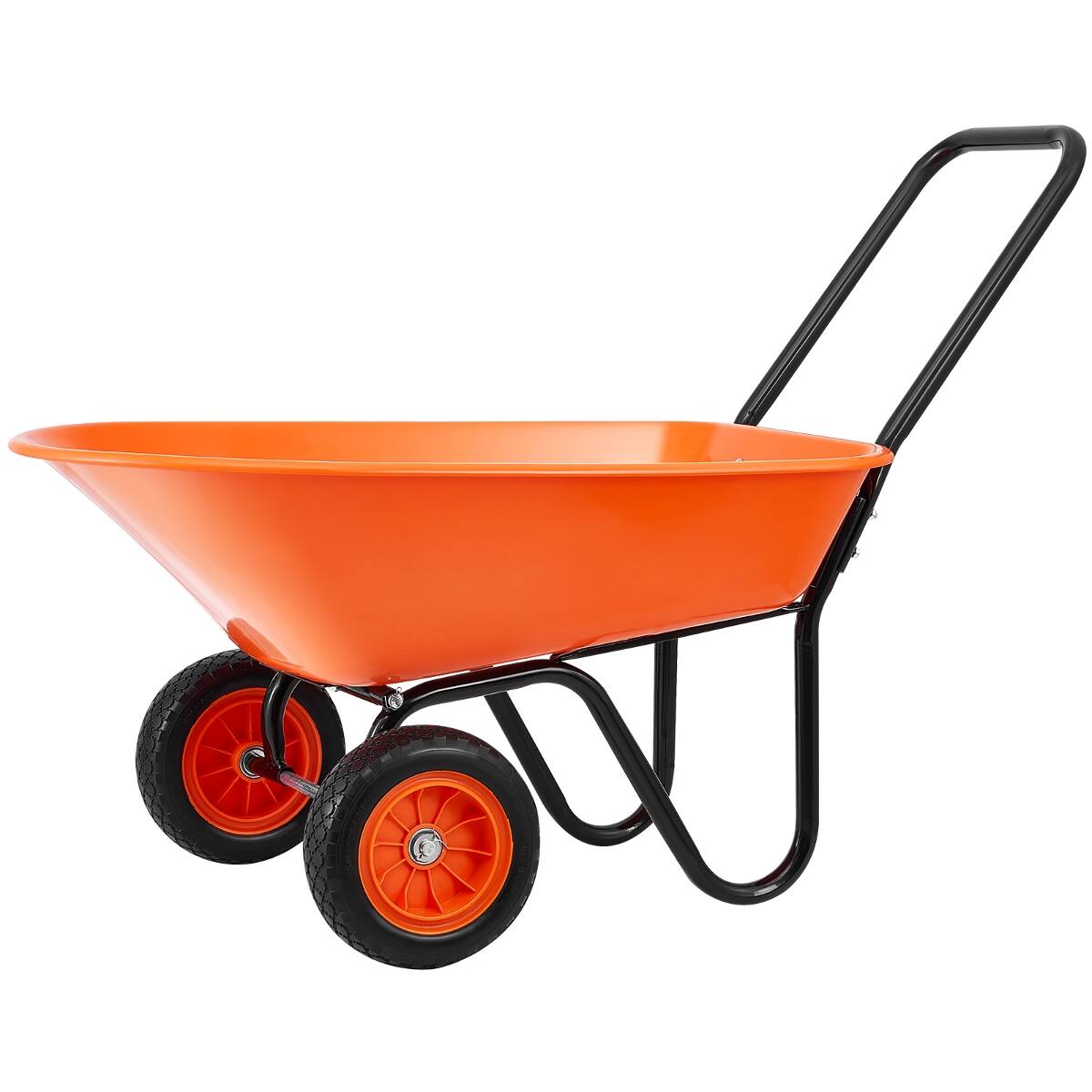 Alt View 4. Loheer - Loheer 2 Wheel Garden Dump Cart, 5 Cubic Foot Wheelbarrow, Heavy Duty Metal Yard Wagon with 10" Foam Tires, Black/Orange.
