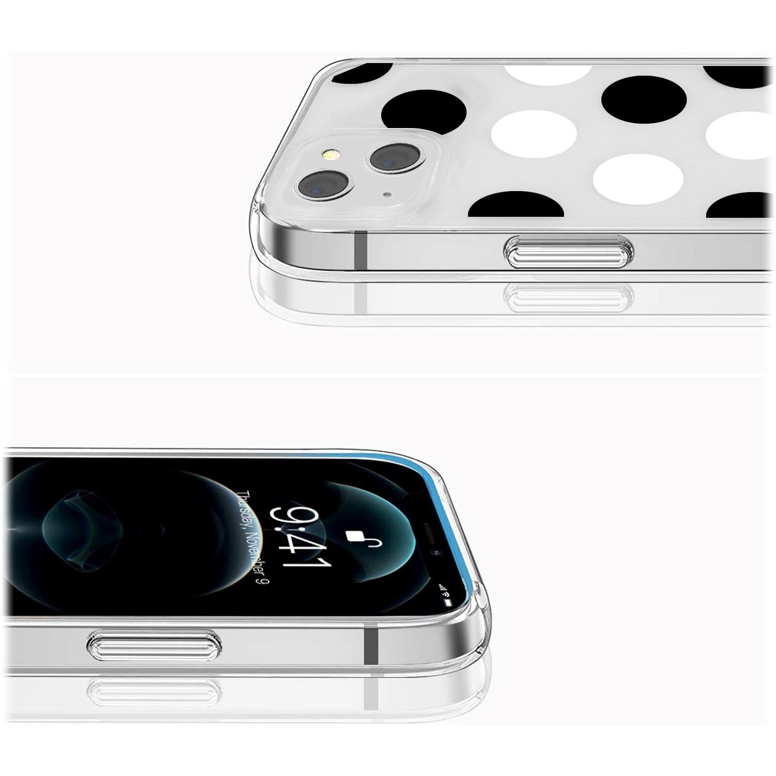 Alt View 13. SaharaCase - PolkaDot Hybrid-Flex Hard Shell Case for Apple iPhone 14 Plus - Clear/Black/White.
