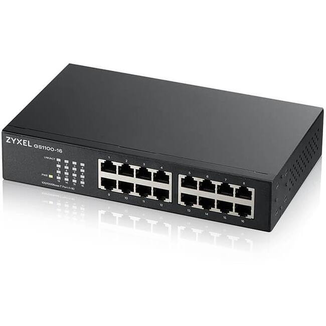 ZYXEL GS1100-16

UNMANAGED

1 2 3 4 5 6 7 8 9 10 11 12 13 14 15 16

1000BASE-T

POWER

1000BASE-T

10/100BASE-TX

10/100BASE-TX