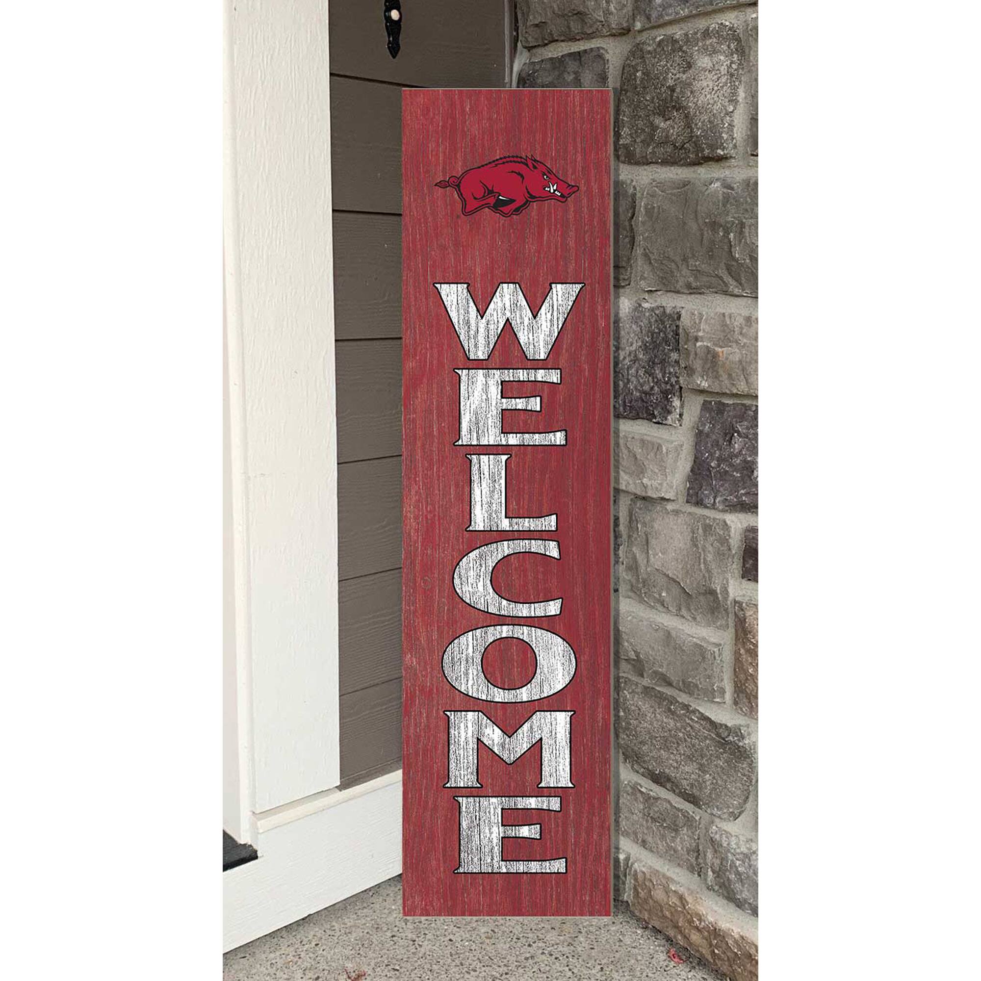 Alt View 1. Jardine - Arkansas Razorbacks 12'' x 48'' Welcome Outdoor Leaner - Red.