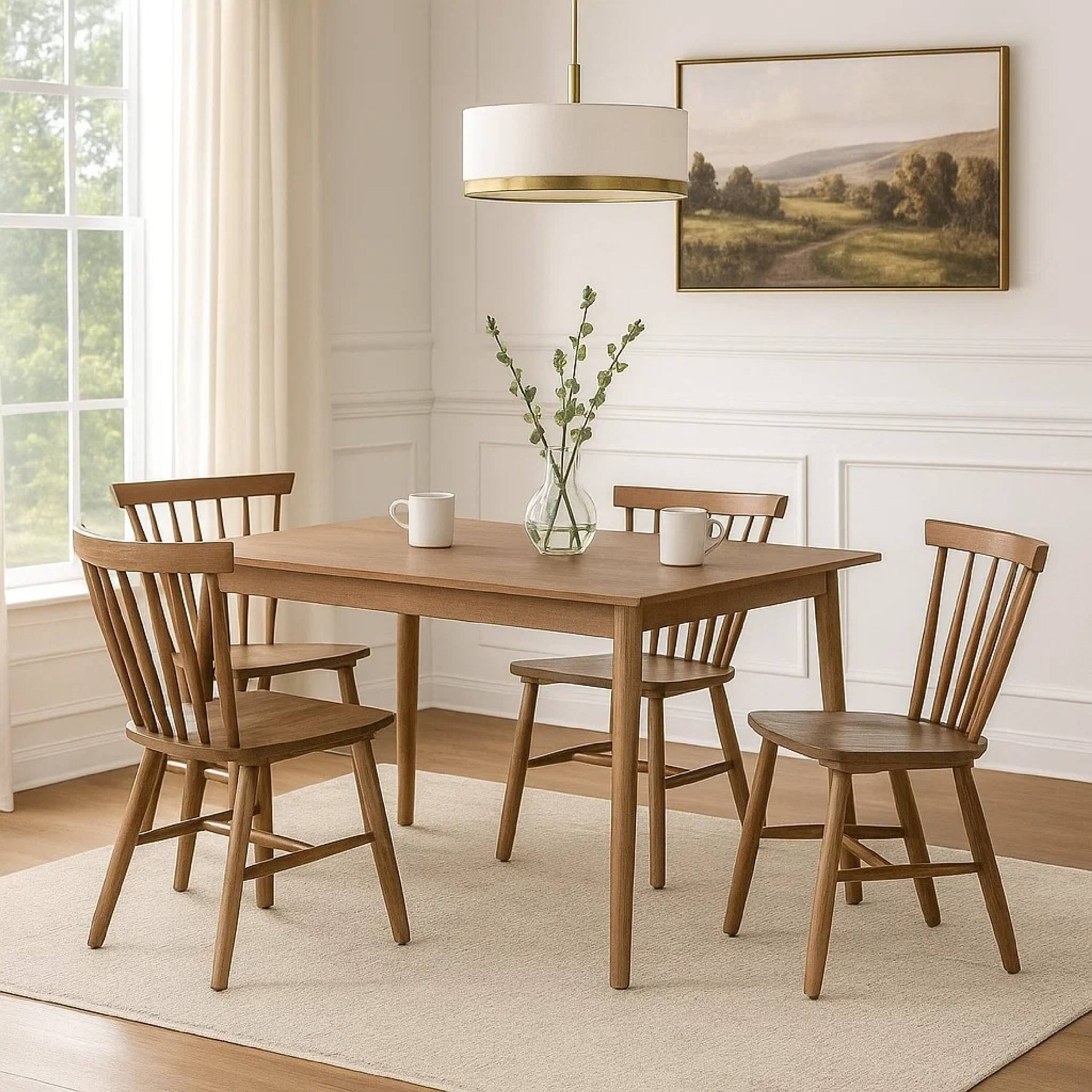 Alt View 6. Manhattan Lane - Baylee 7pc Dining Table Set with 6 Farmhouse Chairs, Walnut Brown Wood - Walnut Brown.