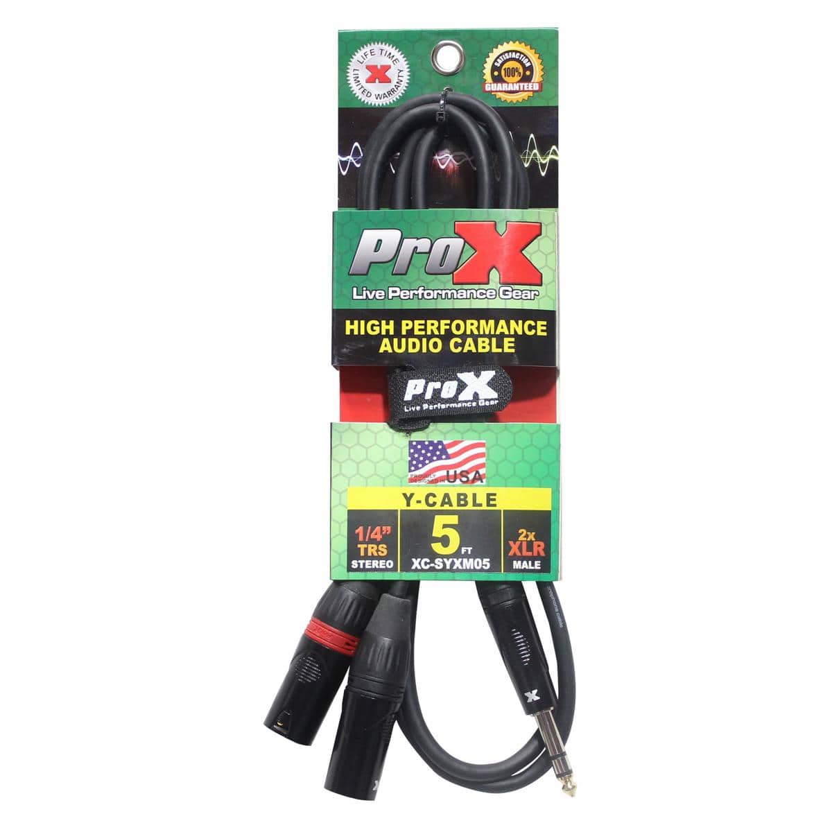 ProX - XC-SYXM05 5' 1/4" TRS-M Stereo to Dual XLR3-M High Performance Y Cable