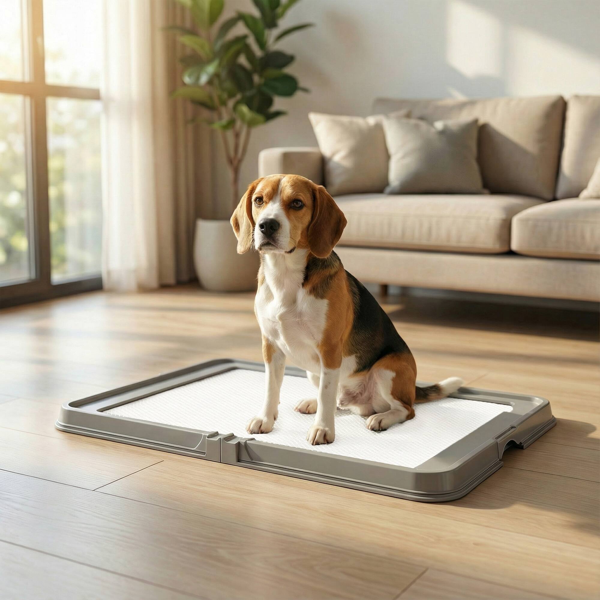 Alt View 1. Pawhut - Pad Holder Foldable Dog Litter Box with 3 Disposable Pads - Gray.