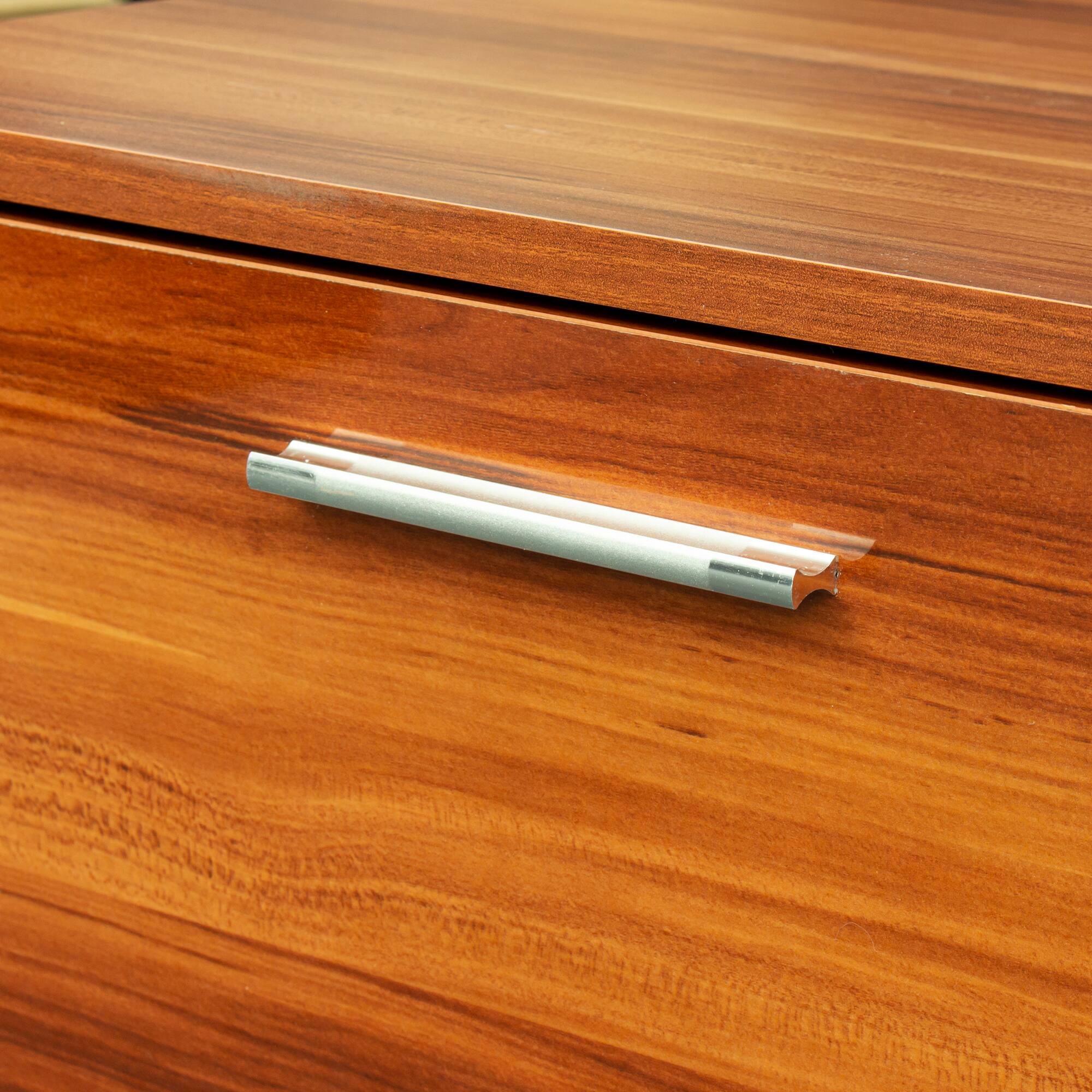 Back. APRILSOUL - Walnut TV Stand for 70Inch TV Stands Console Entertainment Center Television Table 2 Storage Cabinet with Open Shelves - Walnut.