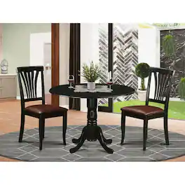East West Furniture - 3 Pc Kitchen nook Dining set-Dining Table and 2 Dining Chairs - Black