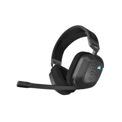 Front. CORSAIR - HS80 v2 Max Wireless Gaming Headset with 2.4GHz + Bluetooth Simultaneous for PC, PS5, PS4, Switch, Mobile - Steel Gray.