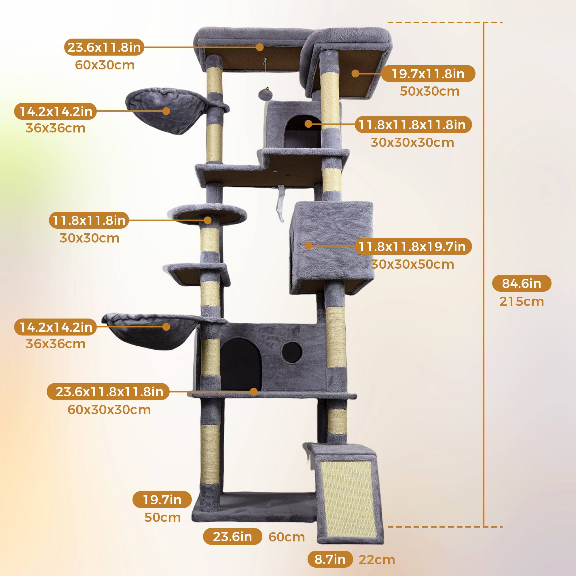 - 23.6x11.8in  
  60x30cm

- 14.2x14.2in  
  36x36cm

- 11.8x11.8in  
  30x30cm

- 19.7x11.8in  
  50x30cm

- 11.8x11.8x11.8in  
  30x30x30cm

- 11.8x11.8x19.7in  
  30x30x50cm

- 14.2x14.2in  
  36x36cm

- 23.6x11.8x11.8in  
  60x30x30cm

- 19.7in  
  50cm

- 23.6in  
  60cm

- 8.7in  
  22cm

- 84.6in  
  215cm