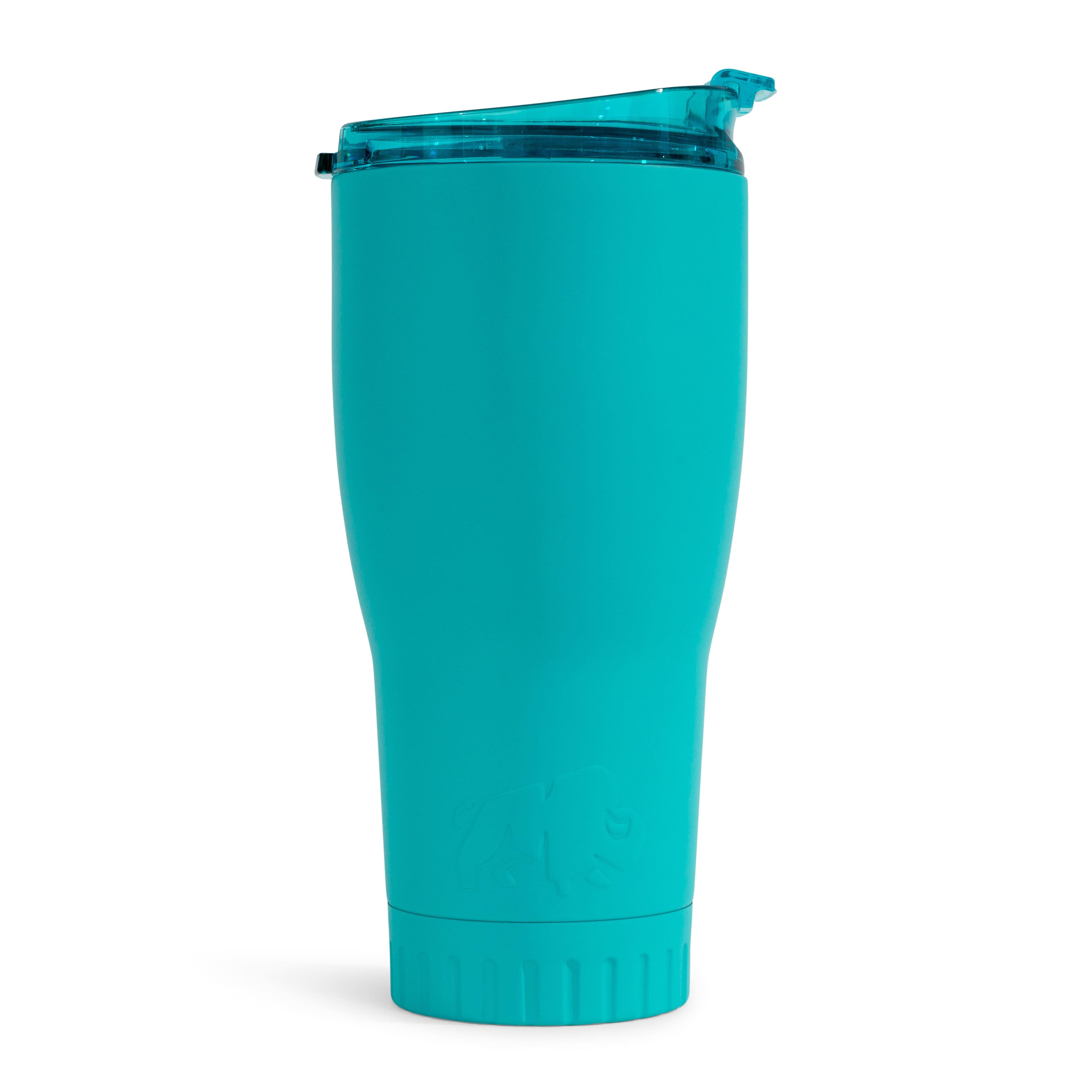 Front. Silver Buffalo - Matte Teal Stainless Steel Tumbler With Flip Lid | Holds 30 Ounces - Green.