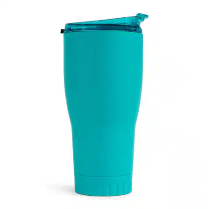 Front. Silver Buffalo - Matte Teal Stainless Steel Tumbler With Flip Lid | Holds 30 Ounces - Green.