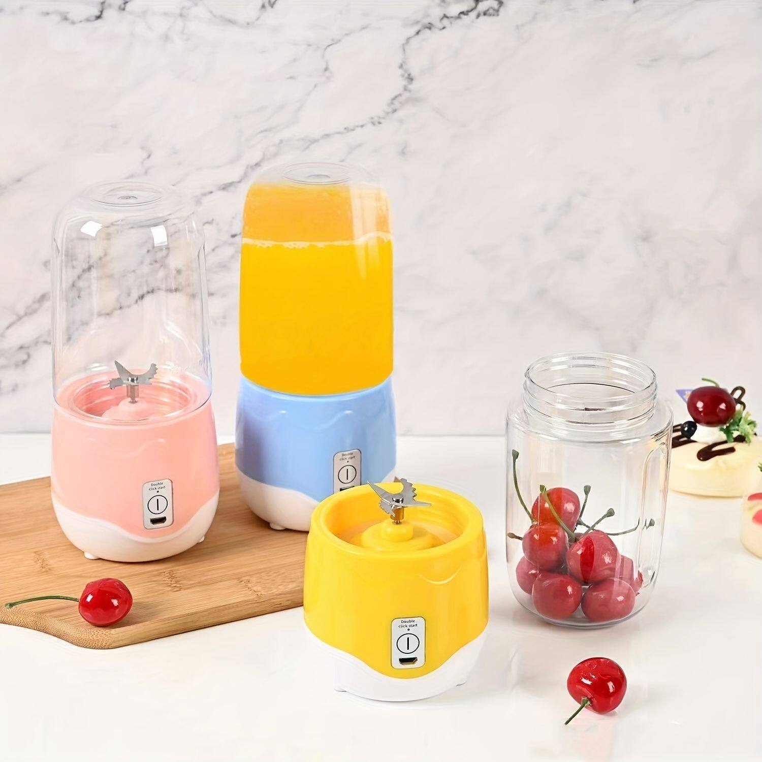 Left. Forest'nSky - USB Rechargeable Mini Juicer Cup - Portable Wireless Blender for Smoothies & Juice, Personal Size in Yellow - Yellow.