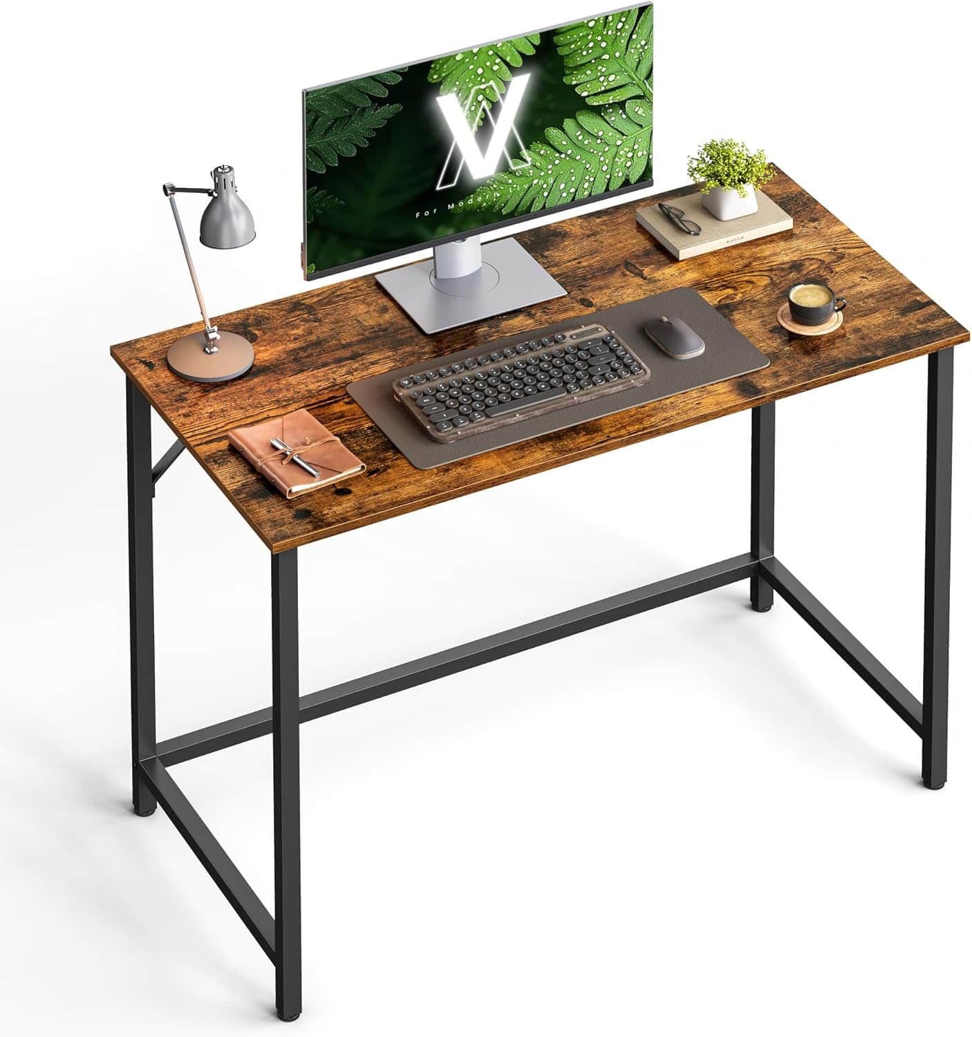 Songmics Home - Computer Desk – Industrial Style Rustic and Black - Brown